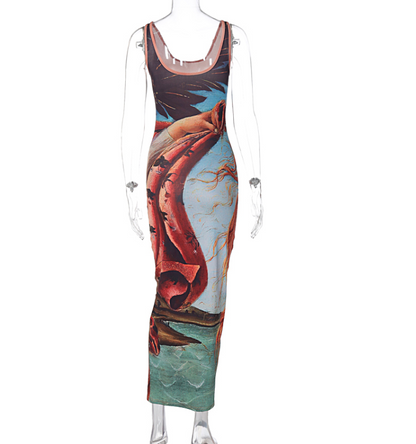 Aphrodite Print Maxi Dress