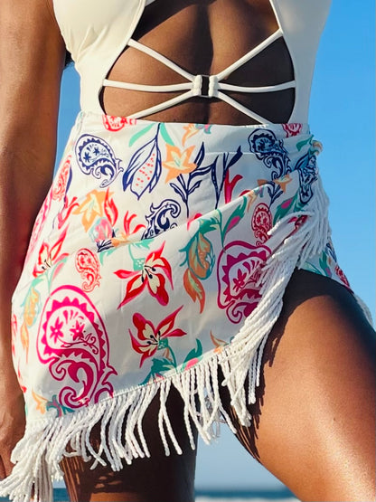 Riviera Maya Fringe Wrap Skirt