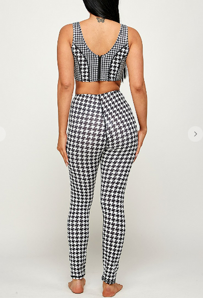 Houndstooth Crop Top and Tights set